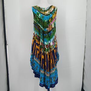 womans vintage Step 'N' Style Vibrant Tie Dye Halter Neck Sleeveless Sundress